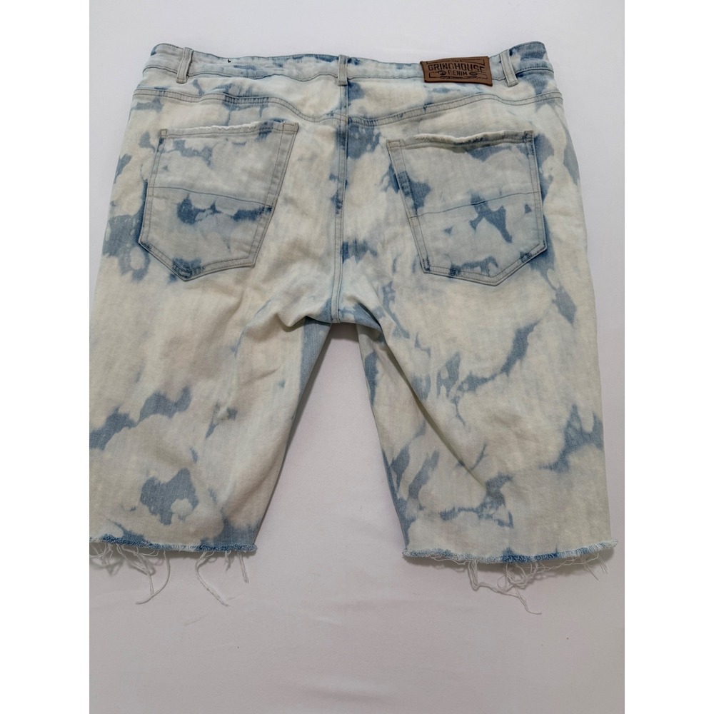 Grindhouse Denim Mens Acid Wash Distressed Jean Shorts Blue White Size 40 - Picture 6 of 7